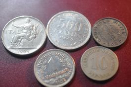 lot de monnaie Allemagne et Italie 1937, 1923, 1888, 1940