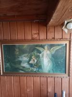 Wandbild Schutzengel mit Kindern in Goldrahmen gebraucht