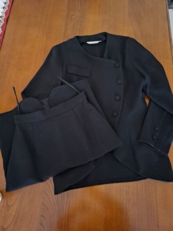 Schwarzes Kostüm Simon Jeffrey Set Gr. 36 Jacke Rock Vintage