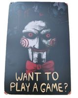 WANT TO PLAY A GAME?  - Blechschild (neu, OVP)
