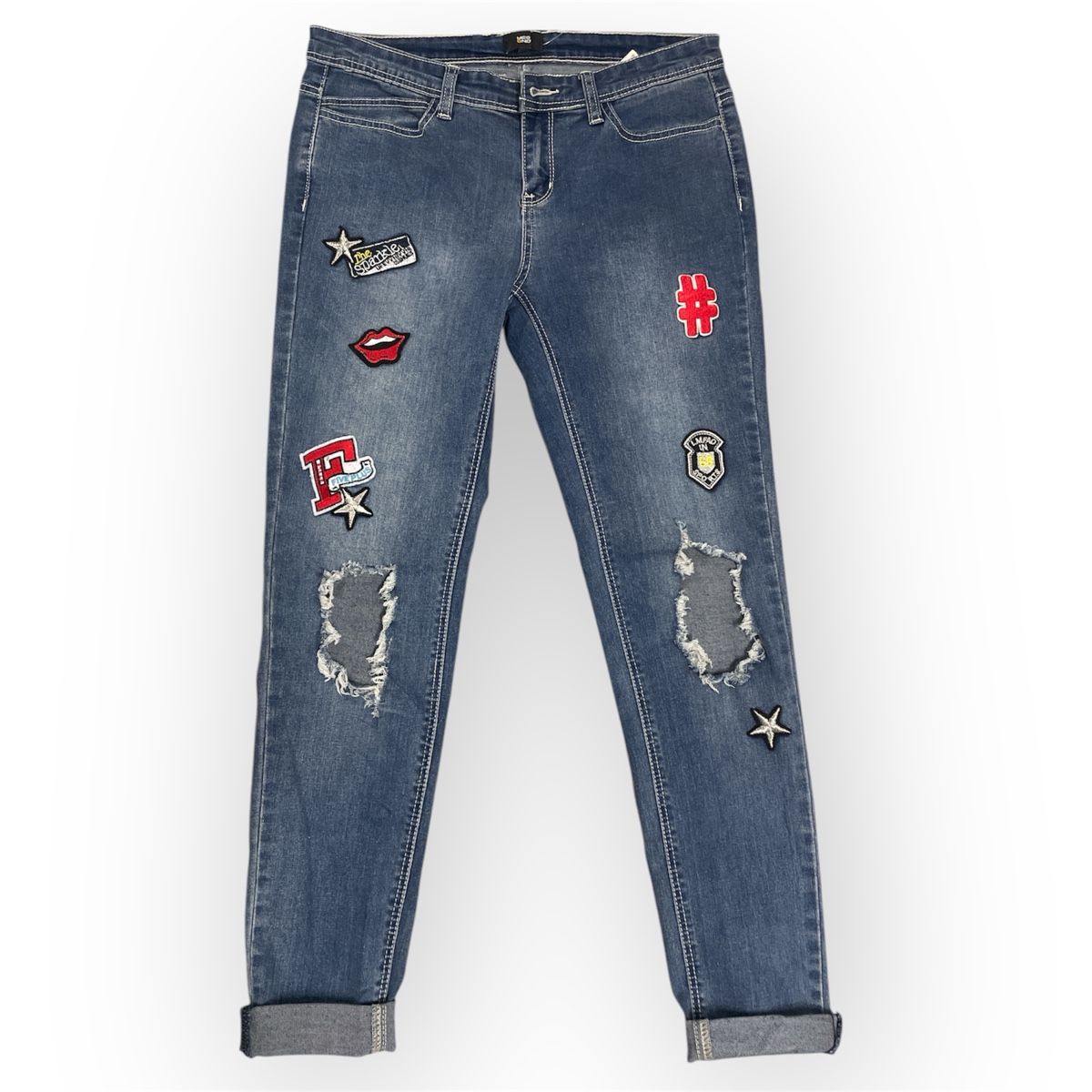 Yes Or No Jeans: Trendy Damen Jeans Gr.36 Patches Destroyed Look – Nuovo (secondo la descrizione) da Urdorf venduto da Anassor