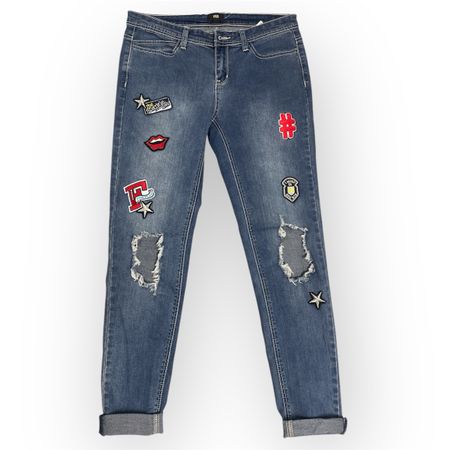 Trendy Damen Jeans Gr.36 Patches Destroyed Look