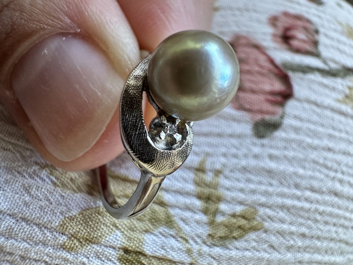 Anelli: Perlenring mit Diamant 14k Weissgold – Usato da Baden venduto da Marytumby 6