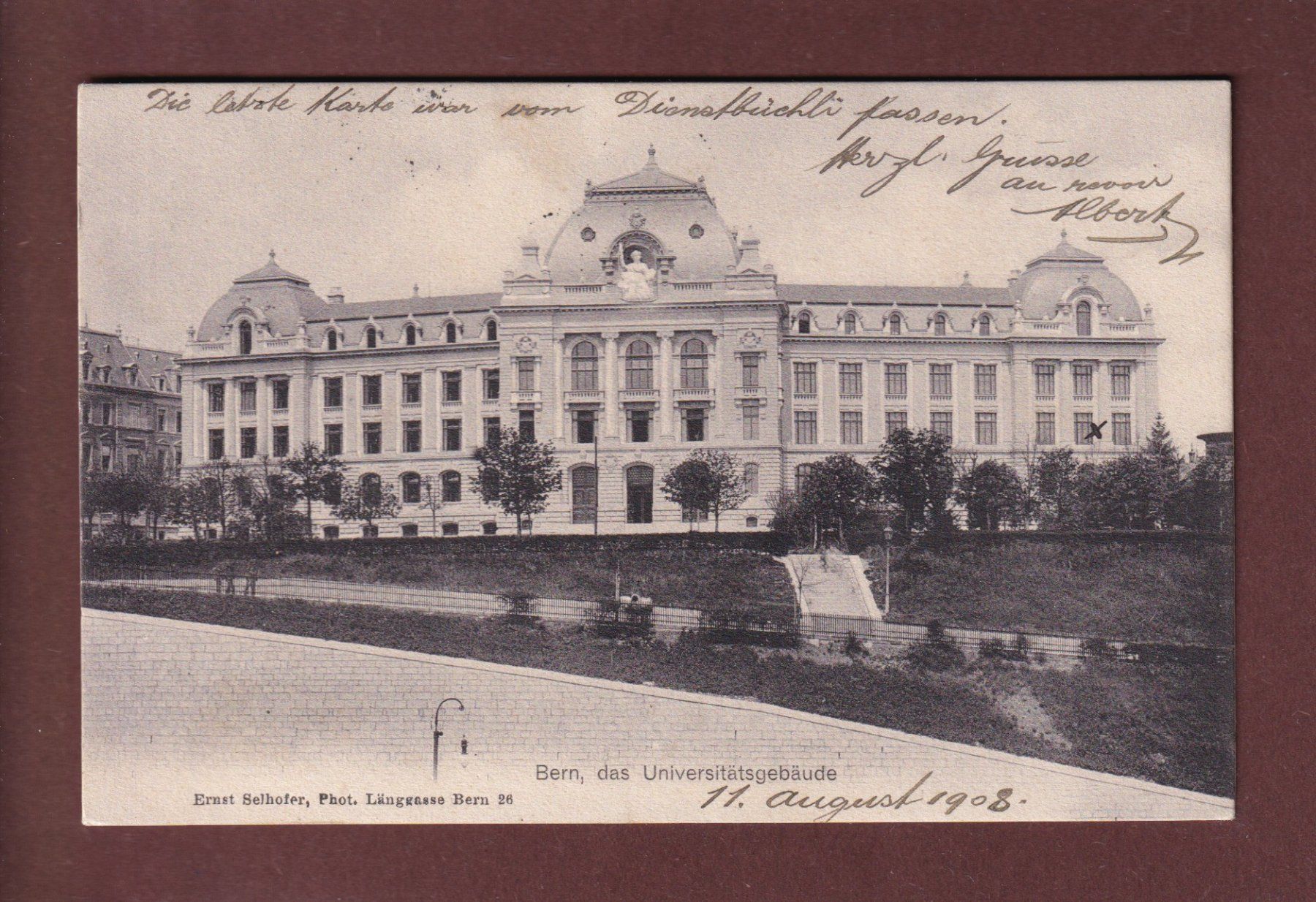 Cartoline postali: BERN - Universität - 1908 – Usato da Pully venduto da nicecards