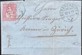 Schweiz 1873 Faltbrief m. Inhalt Oberbuchsiten-Zürich