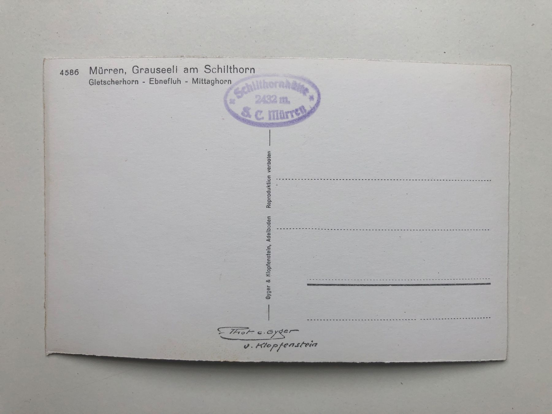 Cartoline postali: Mürren, Grauseeli am Schilthorn – Usato da Neuchâtel venduto da Atahuallpa 1