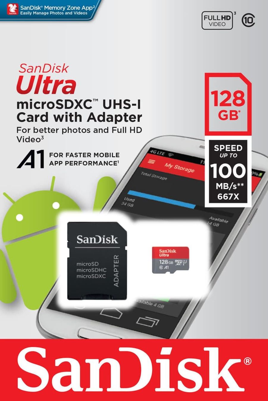 Sandisk Speicherkarten: SanDisk Ultra microSDXC, 128 GB, 100 MB/ – Neu und originalverpackt aus Zürich von wearehappy