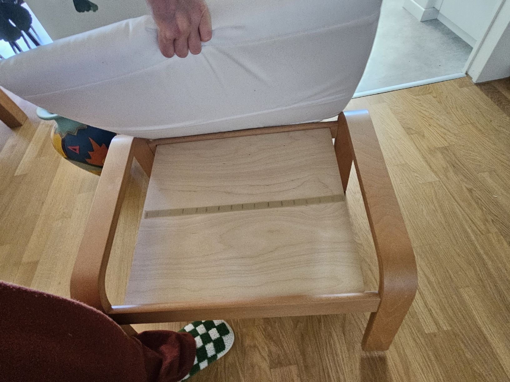 Sgabelli: Hocker natur Holz mit hellem Polster – Usato da Emmenbrücke venduto da Bluberli 1
