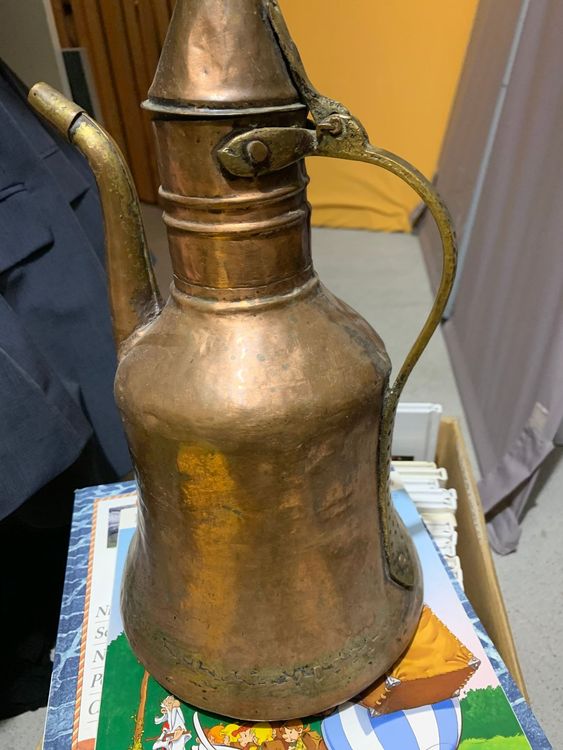 Produktbild von Krug Aus Reinem Kupfer Mit Deckel, Großer, Gehämmerter Wasserkrug