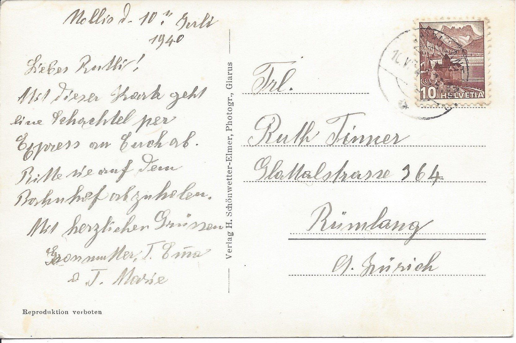 Cartoline postali: Obersee (GL) mit Brünnelistock, Gratisversand – Usato da Embrach venduto da Illingen13 1