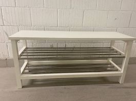 IKEA TJUSIG Bank mit Schuhablage, weiss, 108 x 34 x 50 cm