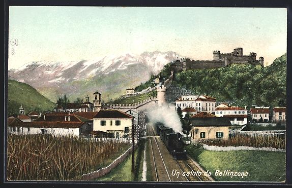 Ansichtskarten: Bellinzona, Teilansicht mit Eisenbahnstr – Gebraucht aus Berlin von bartko-reher