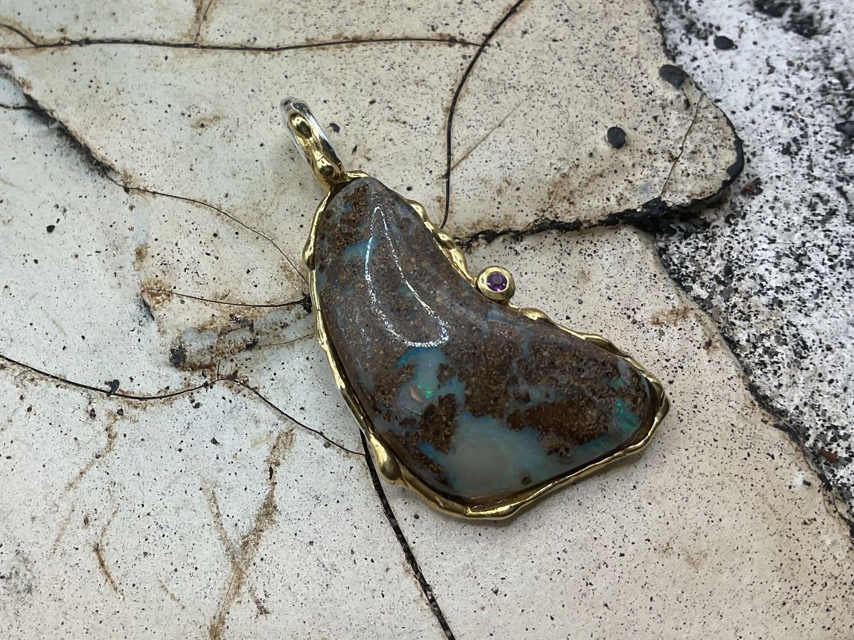 Ciondoli: Anhänger mit echtem, Boulderopal in Sterlingsilber, 22ct – Nuovo (secondo la descrizione) da Luzern venduto da S.Kern01 1