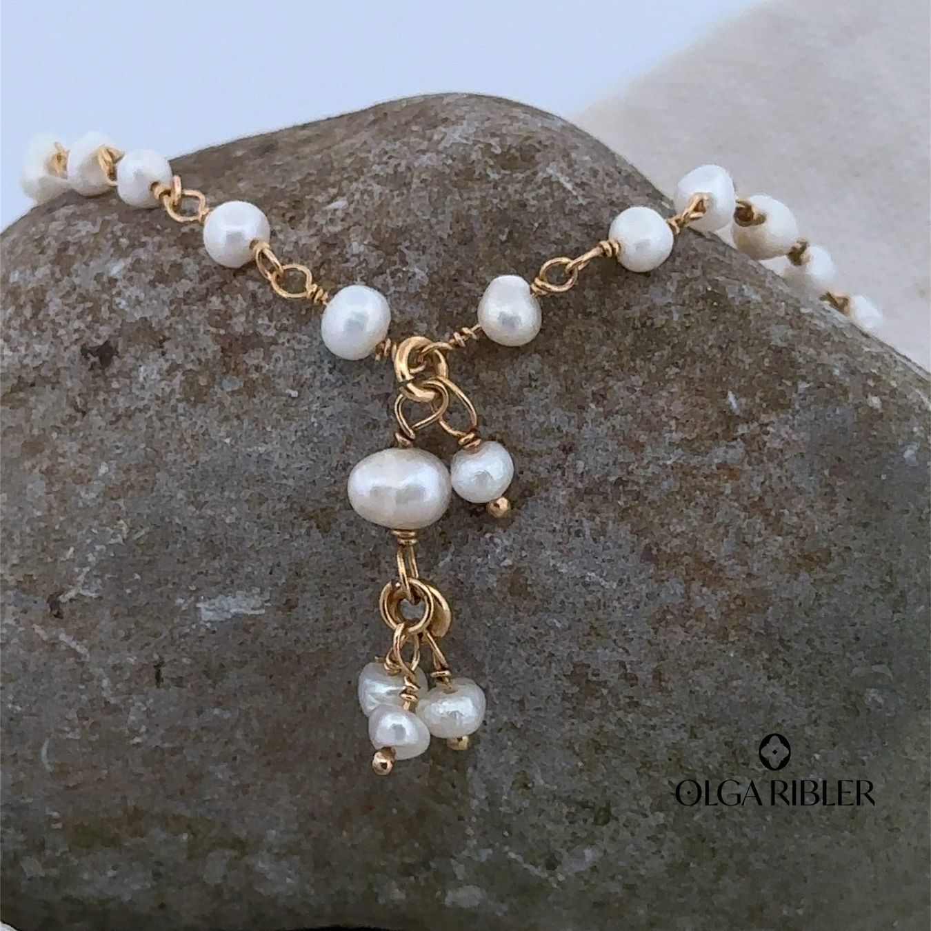 Olga Ribler Catenine: Perlen Kette 925 Silber gelbvergoldet – Nuovo (secondo la descrizione) da Luzern venduto da Schmuckoutlet