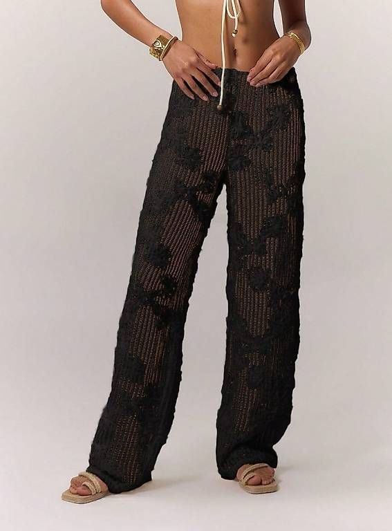 Hosen: Weite Boho-Hose aus Spitze Gr. XS Schwarz – Gebraucht aus Merlischachen von GlamGarb 1