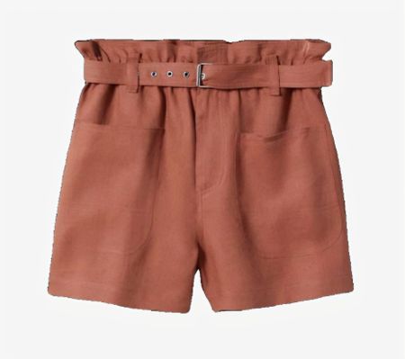 NEU Mango Leinen High Waist Shorts, Terracotta Orange 36 (S)