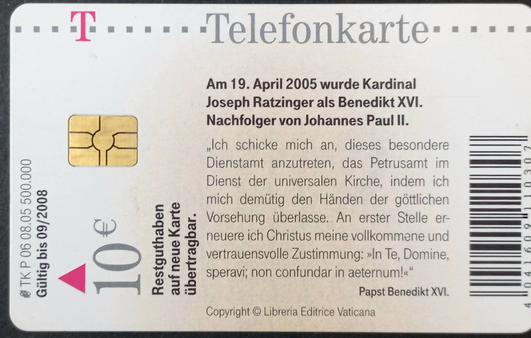Telefon- & Taxkarten: Taxcard - Benedikt XVI - D – Gebraucht aus Niederuzwil von lubimaja 1