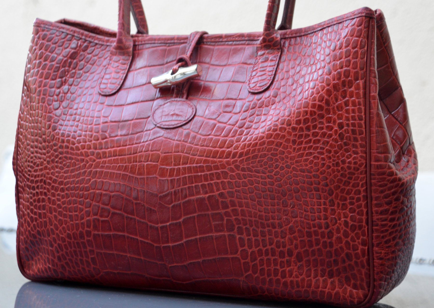 Longchamp Borse da donna: Longchamp Croco-Embossed Roseau Tasche / sac – Usato da Collonges venduto da Auganien 1