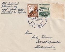 Luftschiff LZ 129 'Hindenburg' 1. Postfahrt (Bordpost) 1936