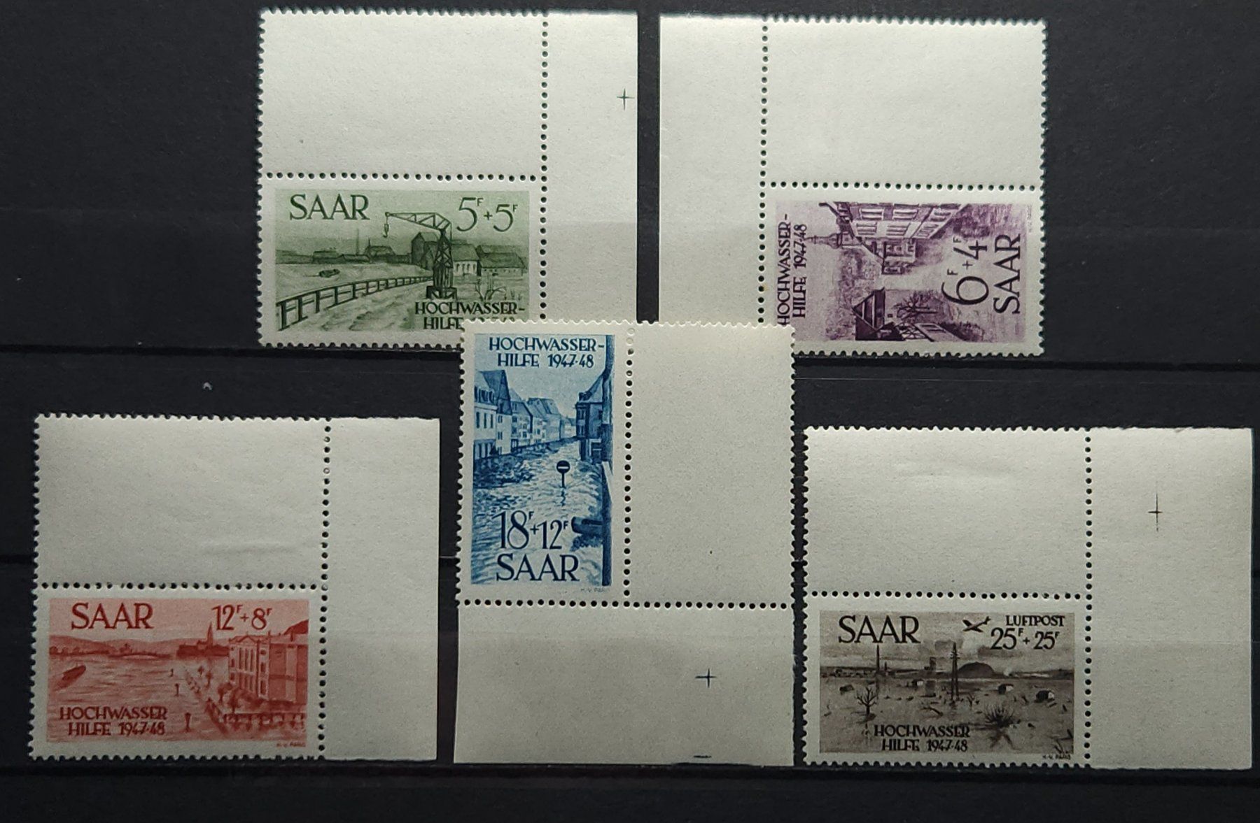Tutti i francobolli: Saarland Mi-Nr.255-259 Postfrisch Zwischensteg Eckrand – Nuovo (secondo la descrizione) da Kriens venduto da Nidfeld45