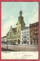 Schaffhausen - Tram vor Post und Hotel Riesen - 1908 gestemp