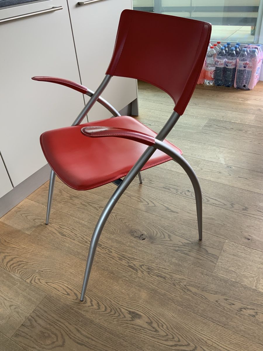 Calligaris Sedie: Rote Design Stühle, Stahlgestell mit rotem Leder – Usato da Birmensdorf ZH venduto da mue_56k9 3