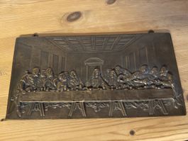 Bronze Relief Abendmahl Jesu, Wanddeko, Vintage Stil, Raritä
