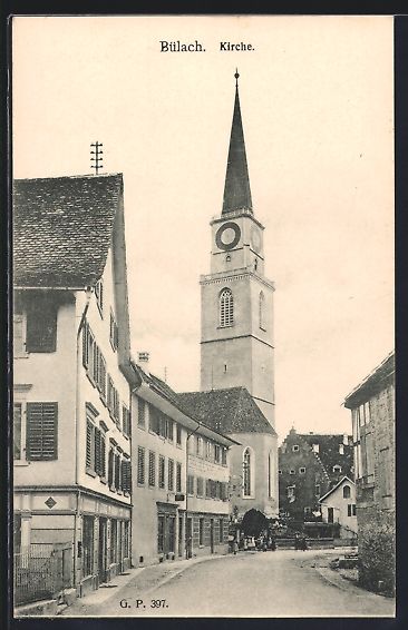 Cartes postales: Bülach, Ortspartie mit Blick zur Kirche – D'occasion à Berlin par bartko-reher