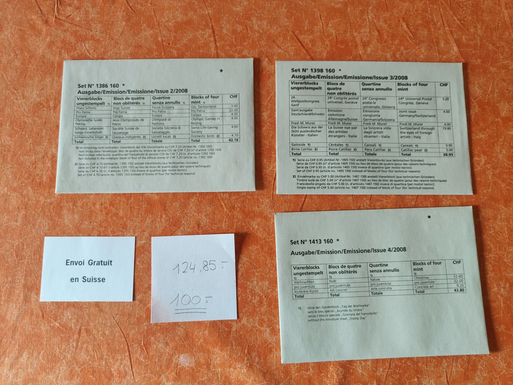 Tutti i francobolli: Timbres 2008 blocs de 4 non oblitérés – Nuovo e nell'imballaggio originale da Gryon venduto da Jessicaj87