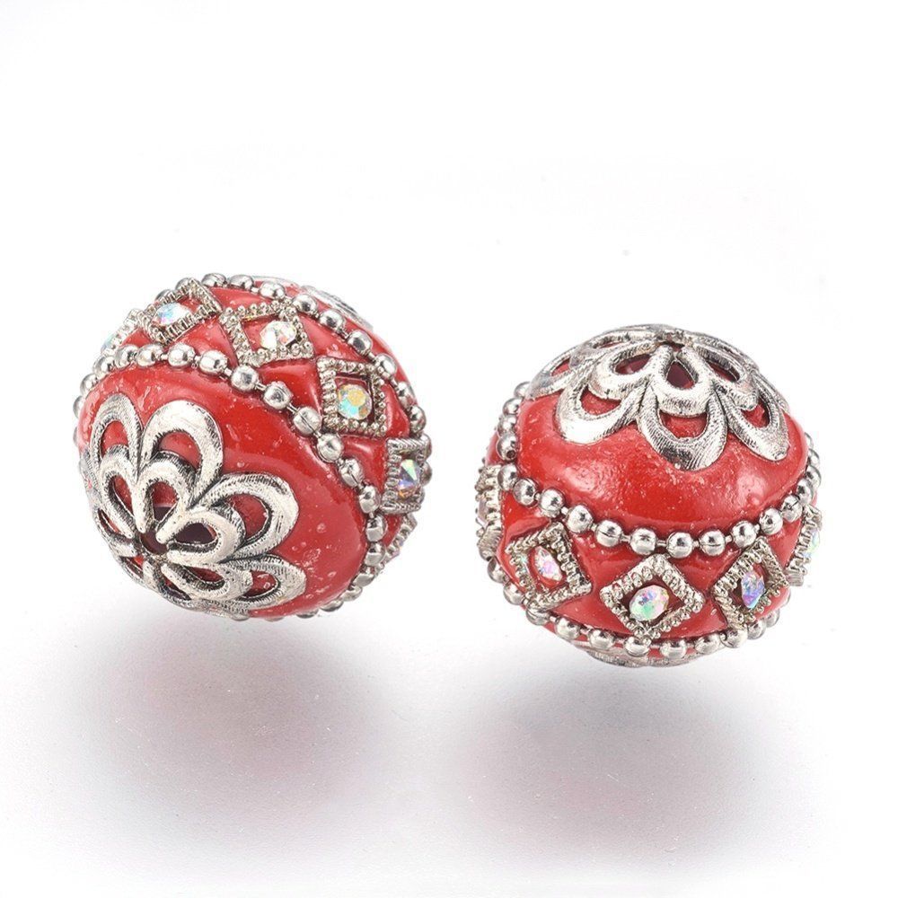 Perle (finte): Kashmir Indonesische Perle 19,5x19mm, rot – Nuovo (secondo la descrizione) da Alpnachstad venduto da perlengaby