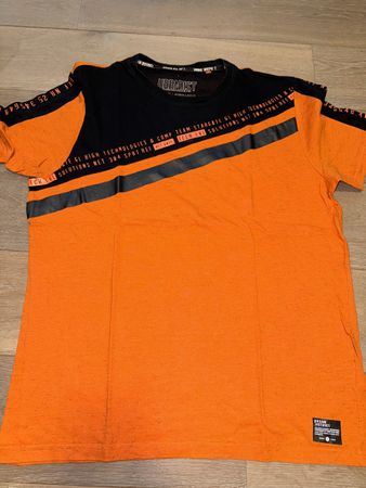 T-Shirt Grösse L Orange Schwarz Top Zustand