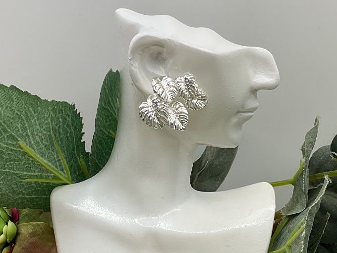 Orecchini pendenti & Orecchini a lobo: Ohrstecker Sterlingsilber Monsterablatt – Nuovo (secondo la descrizione) da Luzern venduto da S.Kern01 1