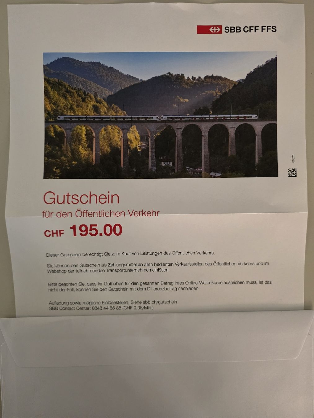SBB/CFF/FFS Gutscheine: SBB Gutschein 195 CHF – Neu und originalverpackt aus Biberist von ShopSoltan