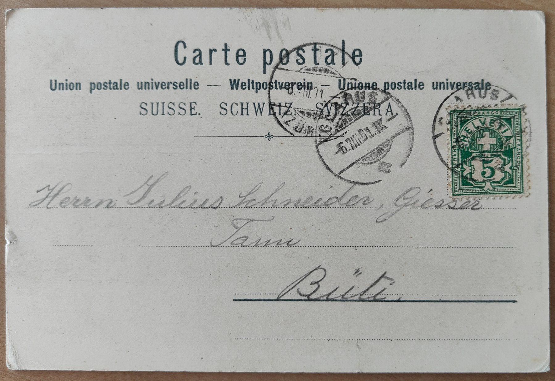Ansichtskarten: LITHO Gruss vom Bergli um 1900 – Gebraucht aus St. Erhard von Chaeferli6 1