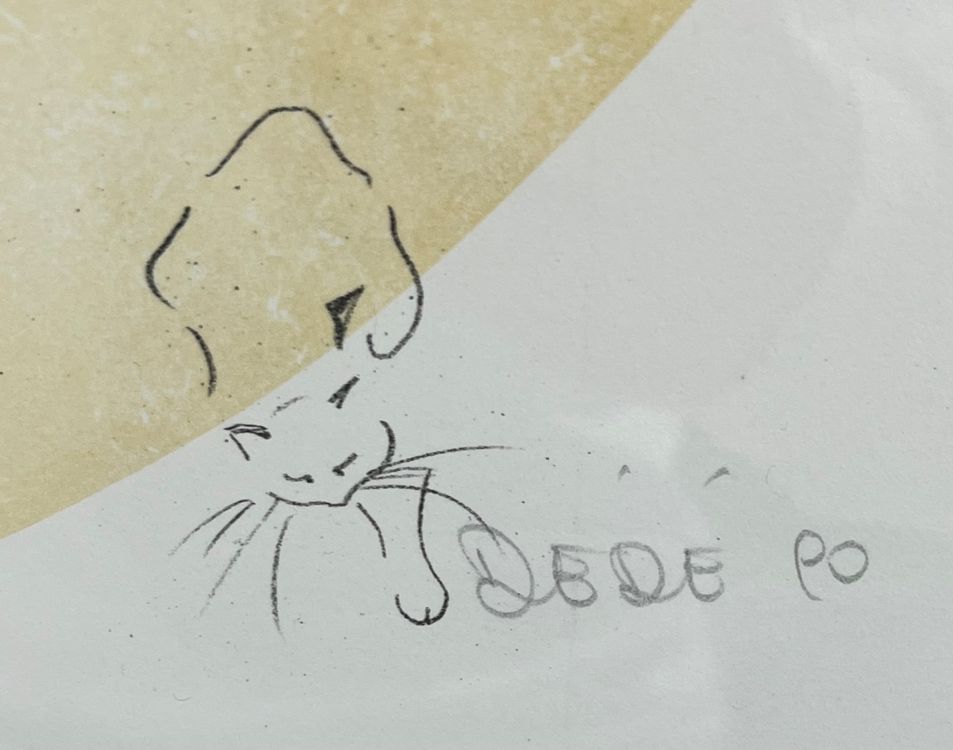 Dèdè (1936) Lithographie mit Katzen, Handsigniert 3