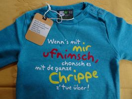 NEUER Body türkis "Chrippe..." Gr. 50/56 - 260737
