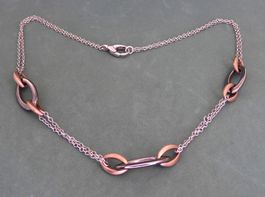 Kette 925 Silber  teilweise vergoldet und brüniert