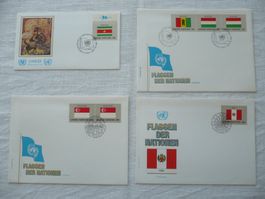 UNO N.Y. 1980 - 83 4 FDC mit Flaggen