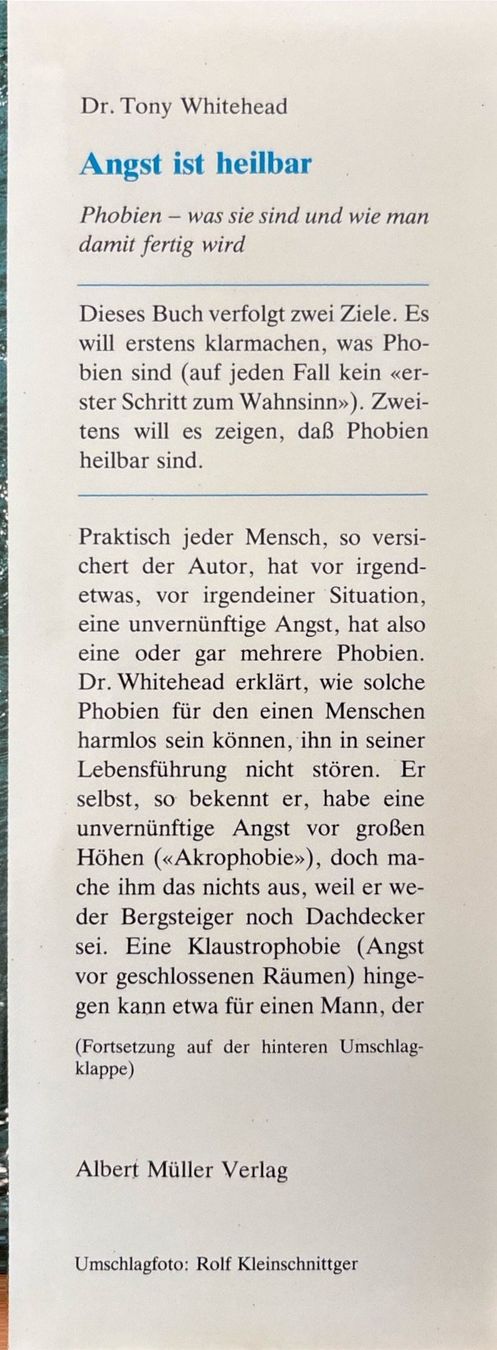 Libri: Whitehead Tony, Angst ist heilbar – Nuovo (secondo la descrizione) da Sarnen venduto da Livres 2