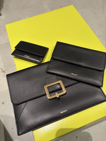 Bally Clutch Set - Black Leather, 3 Cases, Chic Style