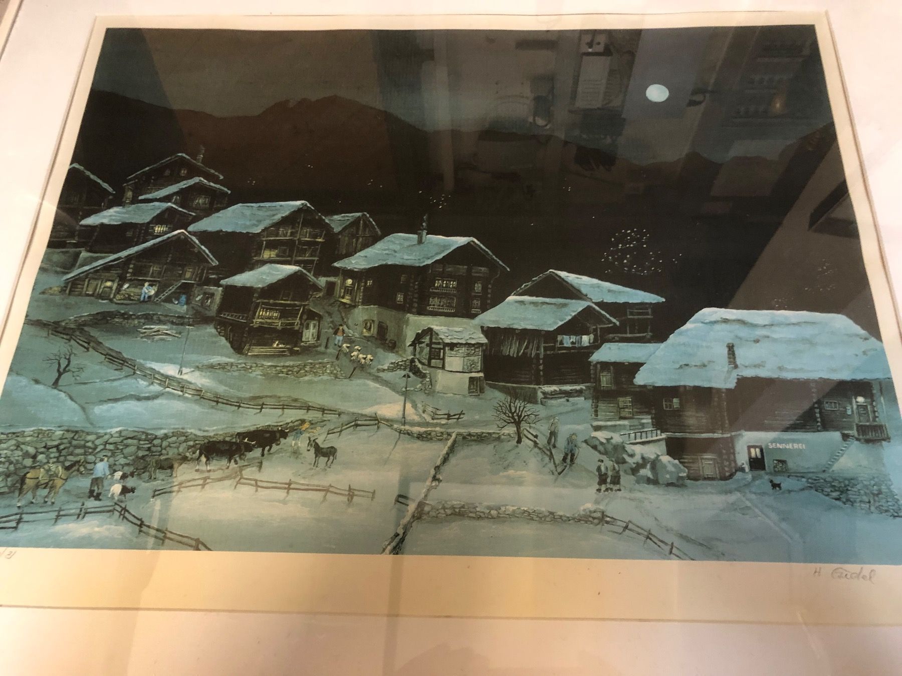 Grafica & Litografie: Lithographie: Wallis Valais Chalet Village – Usato da Oberrieden venduto da drd11 1
