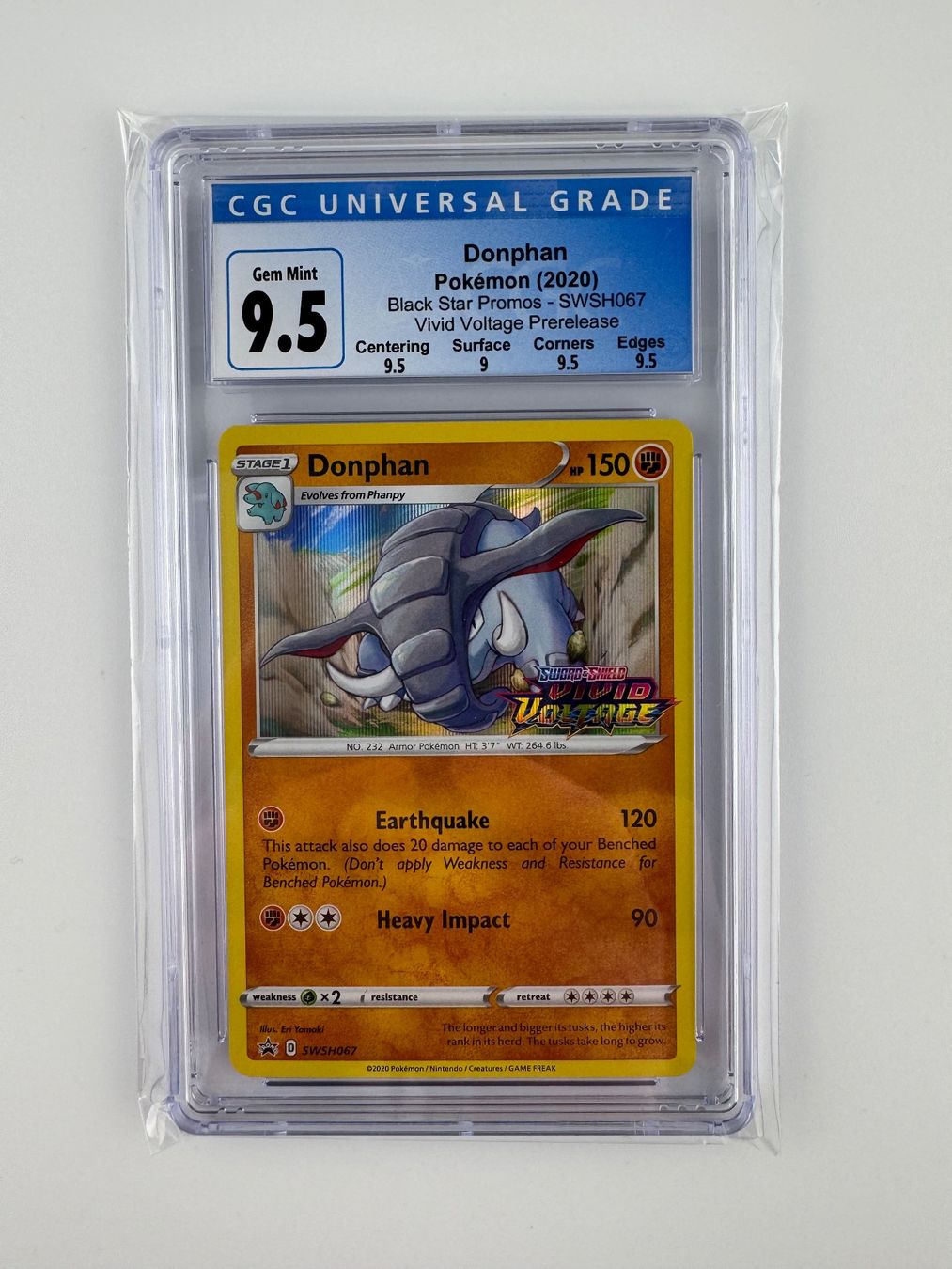 Pokémon Carte collezionabili: Pokemon Vivid Voltage Prerelease Donphan CGC 9.5 Gem Mint EN – Usato da Arbon venduto da RockyHusky2017 2