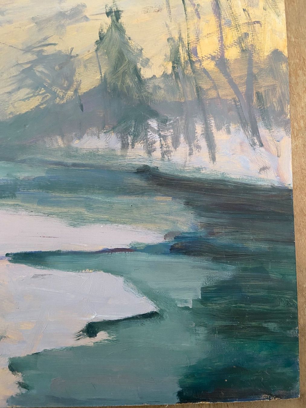 Tableaux: schöne Winterlandschaft Gemälde auf Platte – D'occasion à Luzern par waterfront1 2