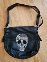Tasche Schultertasche Damen Anthrazit mit Totenkopf Motiv