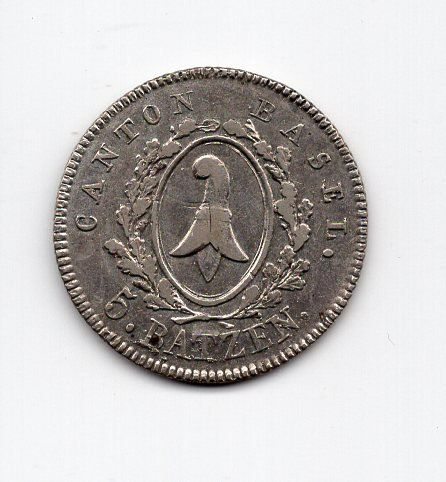 Tutti le monete: (2433) Basel, 5 Batzen 1826, fast stgl – Usato da Rüthi (Rheintal) venduto da erdnuessli1