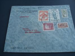 R-Flugbrief Columbien - Schweiz, 1948, bunt frankiert