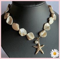 SALE HANDMADE KETTE HALSKETTE PERLENKETTE PERLMUTT SEESTERN