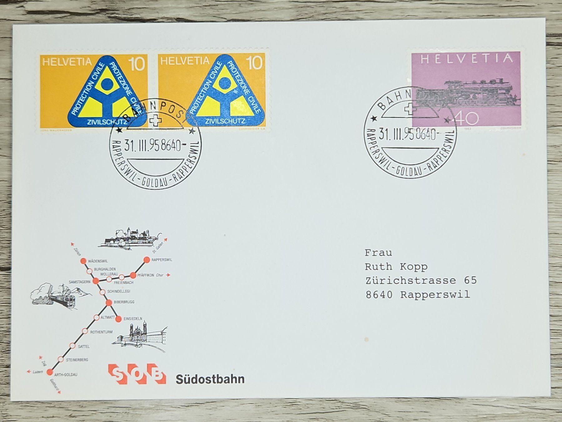 Tutti i francobolli: CL02 Enveloppe + Timbre Suisse 1995 – Usato da Cousset venduto da Patrick_Collections