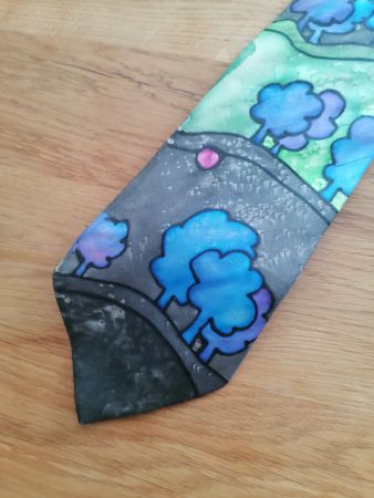 Handgemalt Krawatte Natur mit Bäumen - Nr. 299