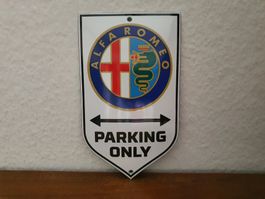 Emailschild Alfa Romeo Parking Only Emaille Schild Reklame